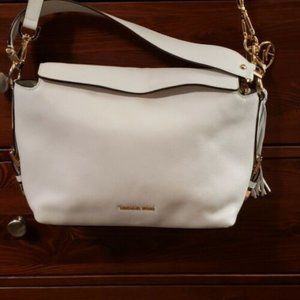 Michael Kors Brooke Optic White MD Leather Satchel